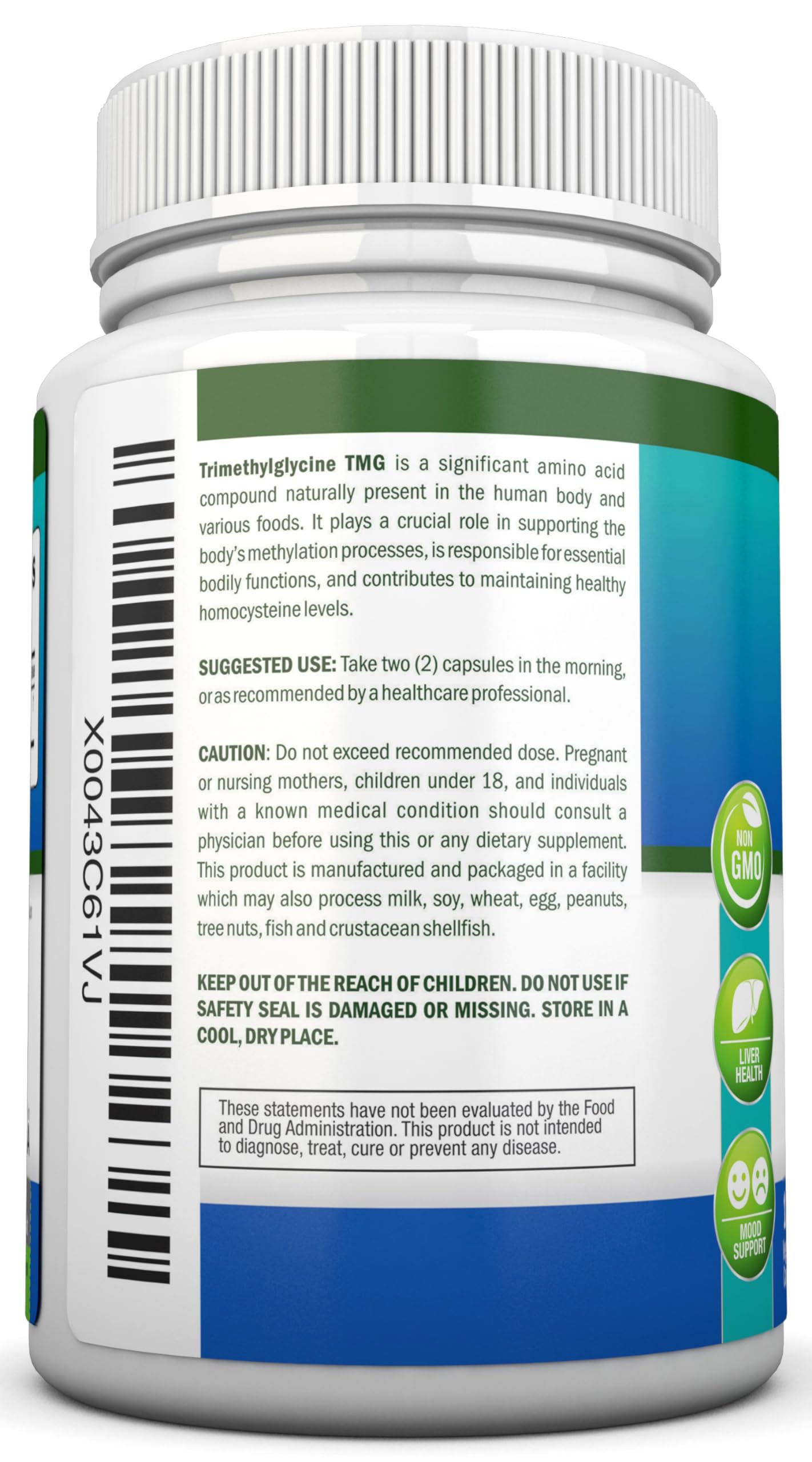 NutriONN Trimethylglycine TMG Supplement capsule close-up