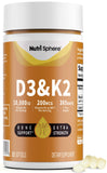 NutriShpere Vitamin D3 & K2 MK-7 Softgels bottle front view