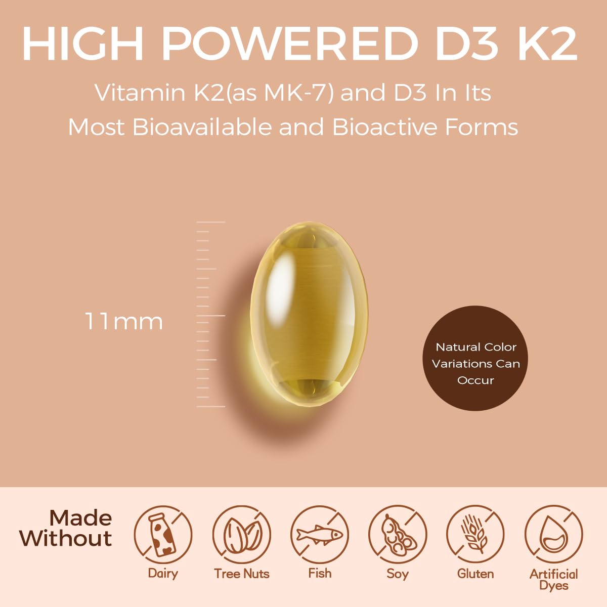 NutriShpere Vitamin D3 & K2 MK-7 Softgels side view