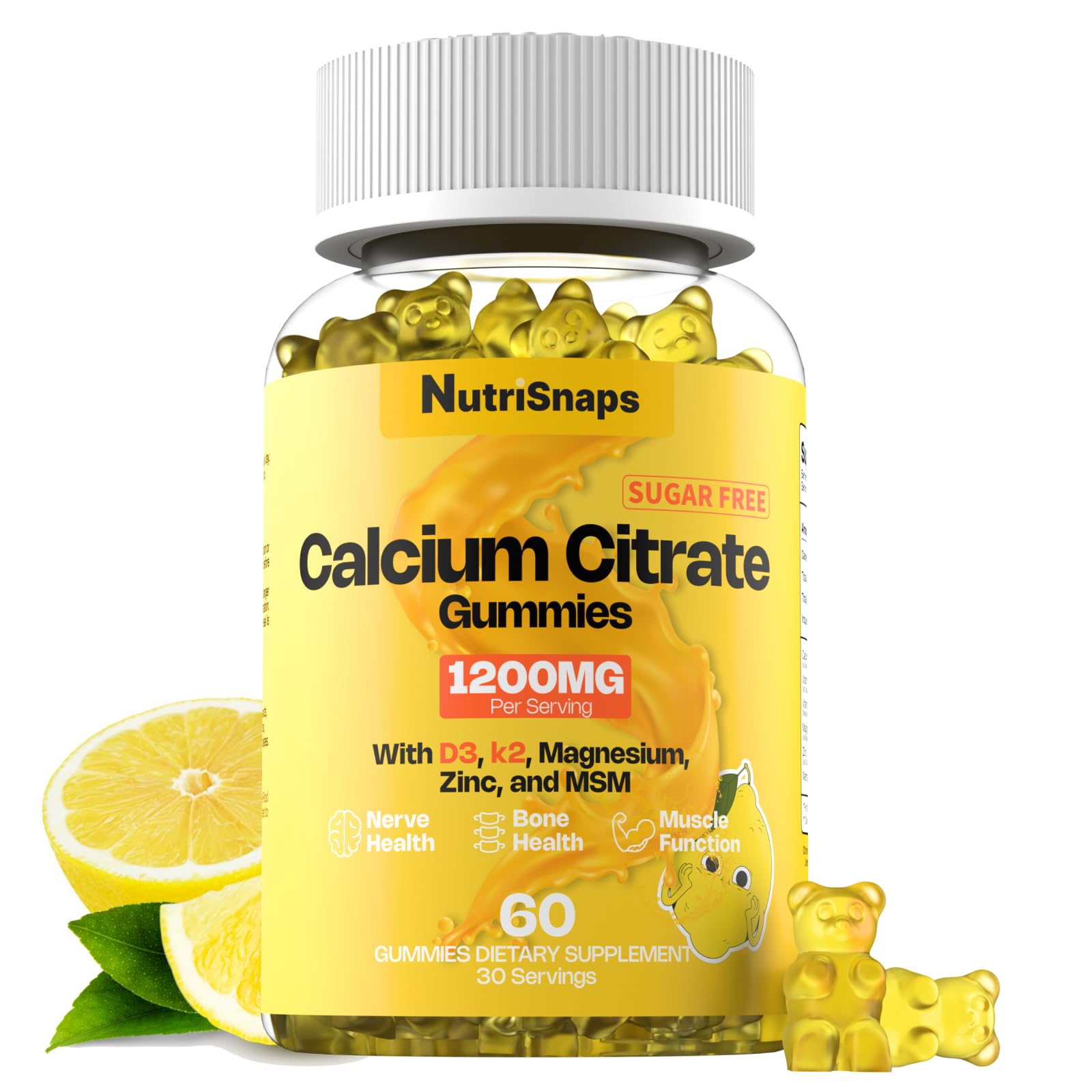 Nutrisnaps Calcium Citrate Gummies front view with packaging