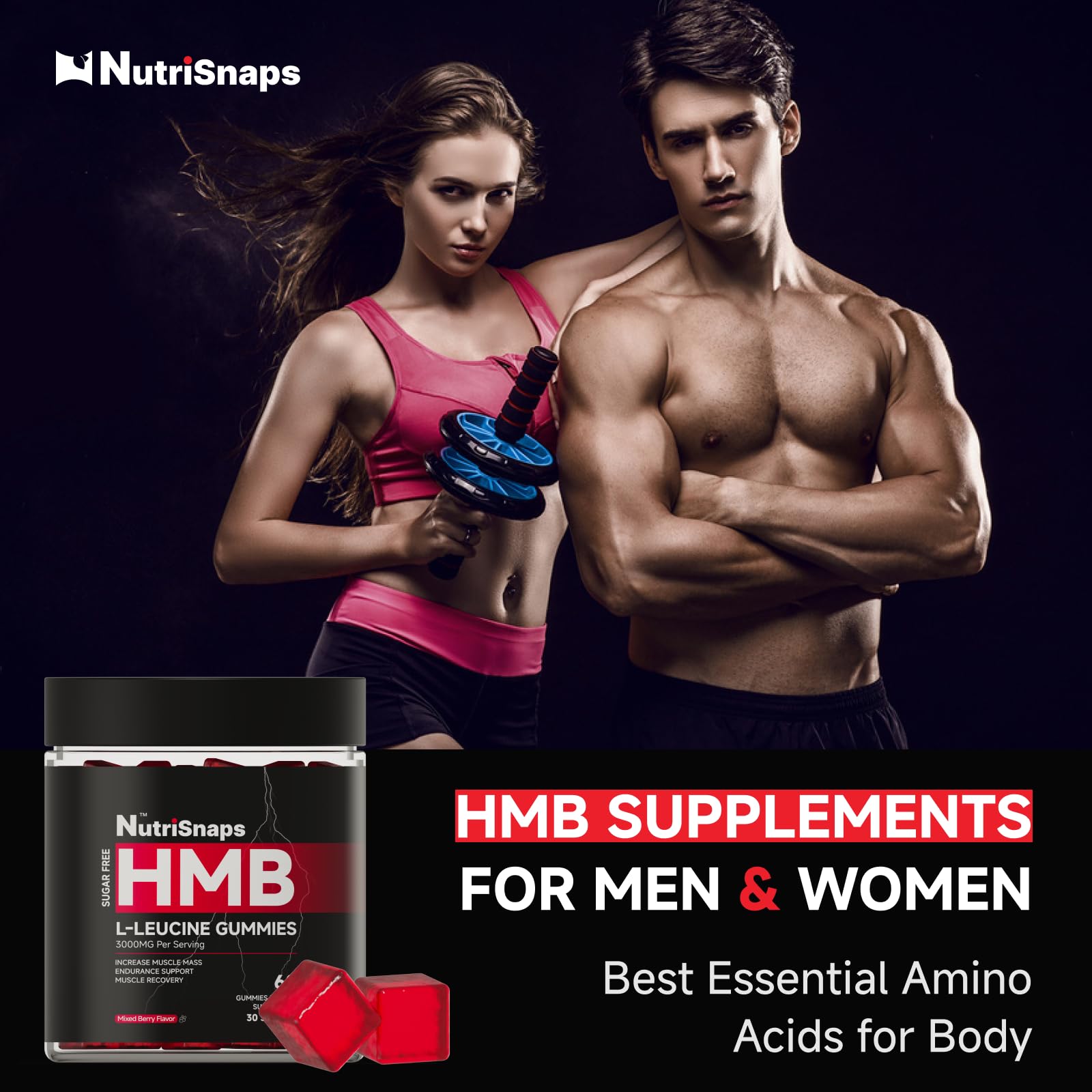 Nutrisnaps HMB and L-Leucine Gummies in hand