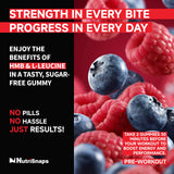 Nutrisnaps HMB and L-Leucine Gummies on a table