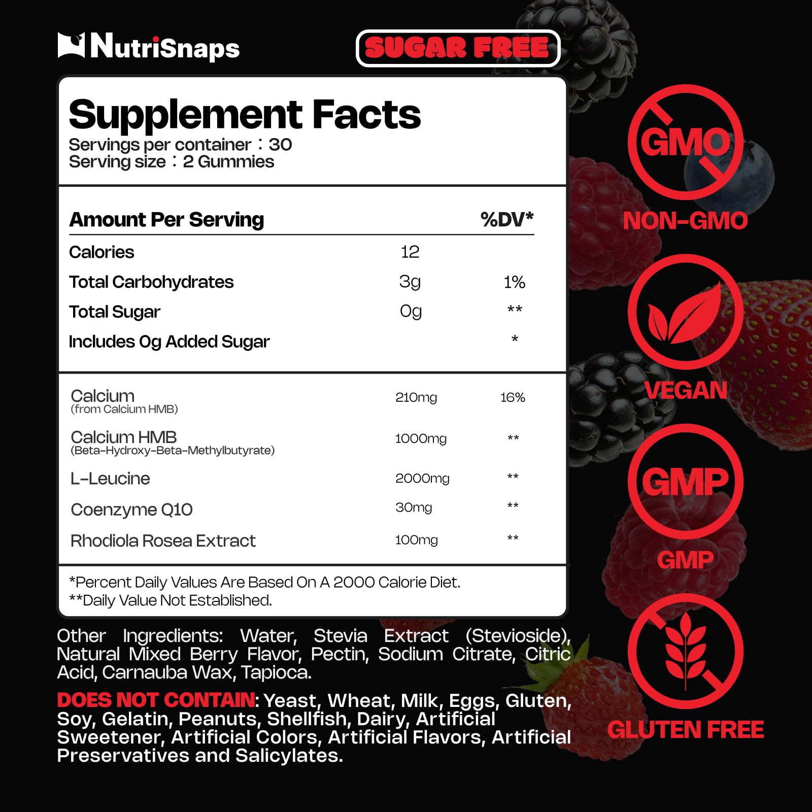 Nutrisnaps HMB and L-Leucine Gummies packaging