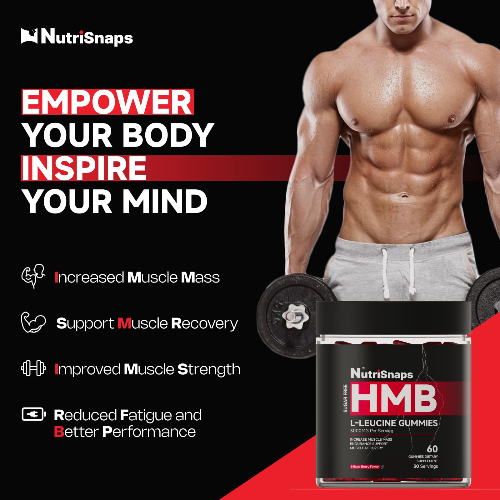 Nutrisnaps HMB and L-Leucine Gummies side view