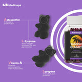 Nutrisnaps Tanning Gummies with a handful of gummies