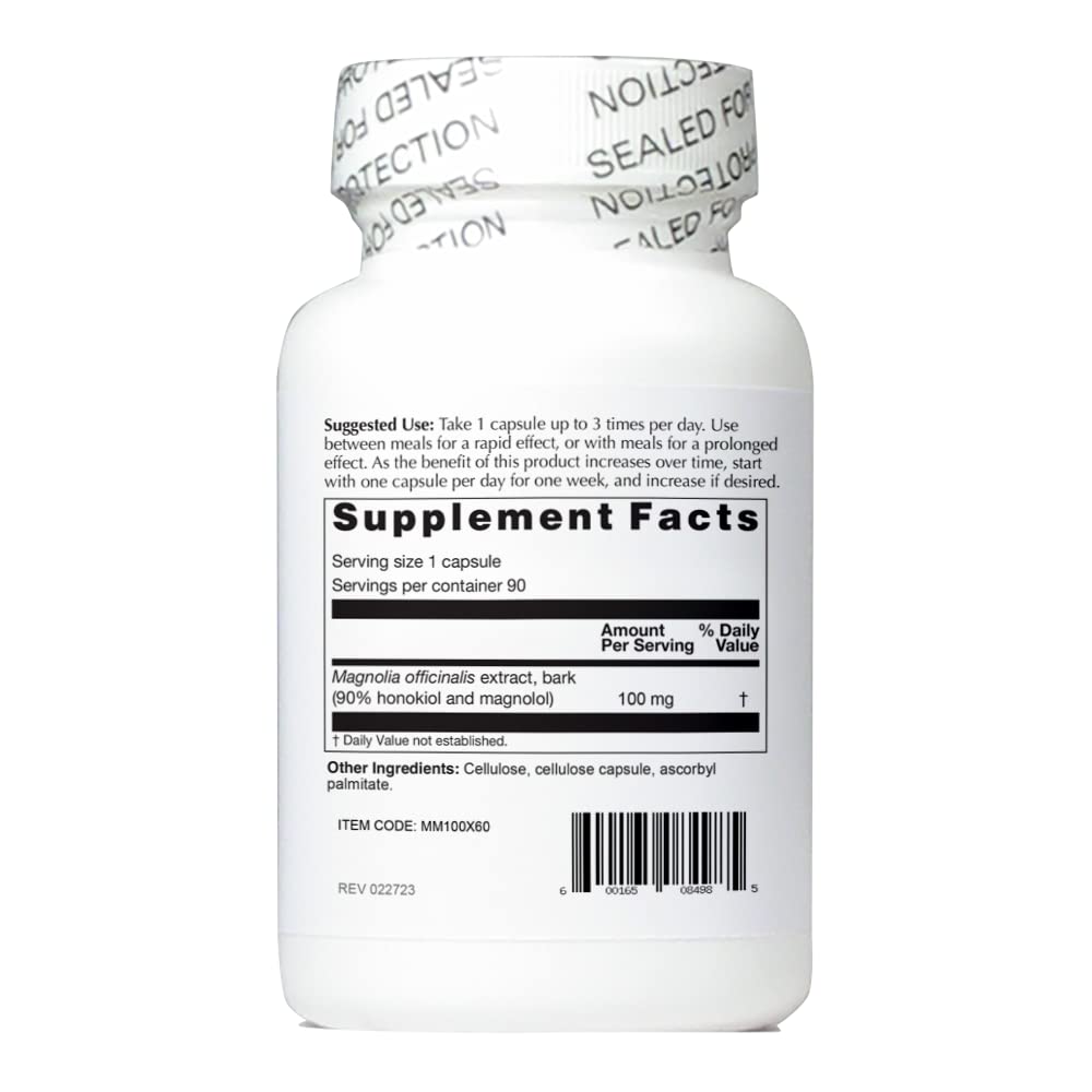 NutriStand Magnolia Max 100mg capsules side view showing capsule details