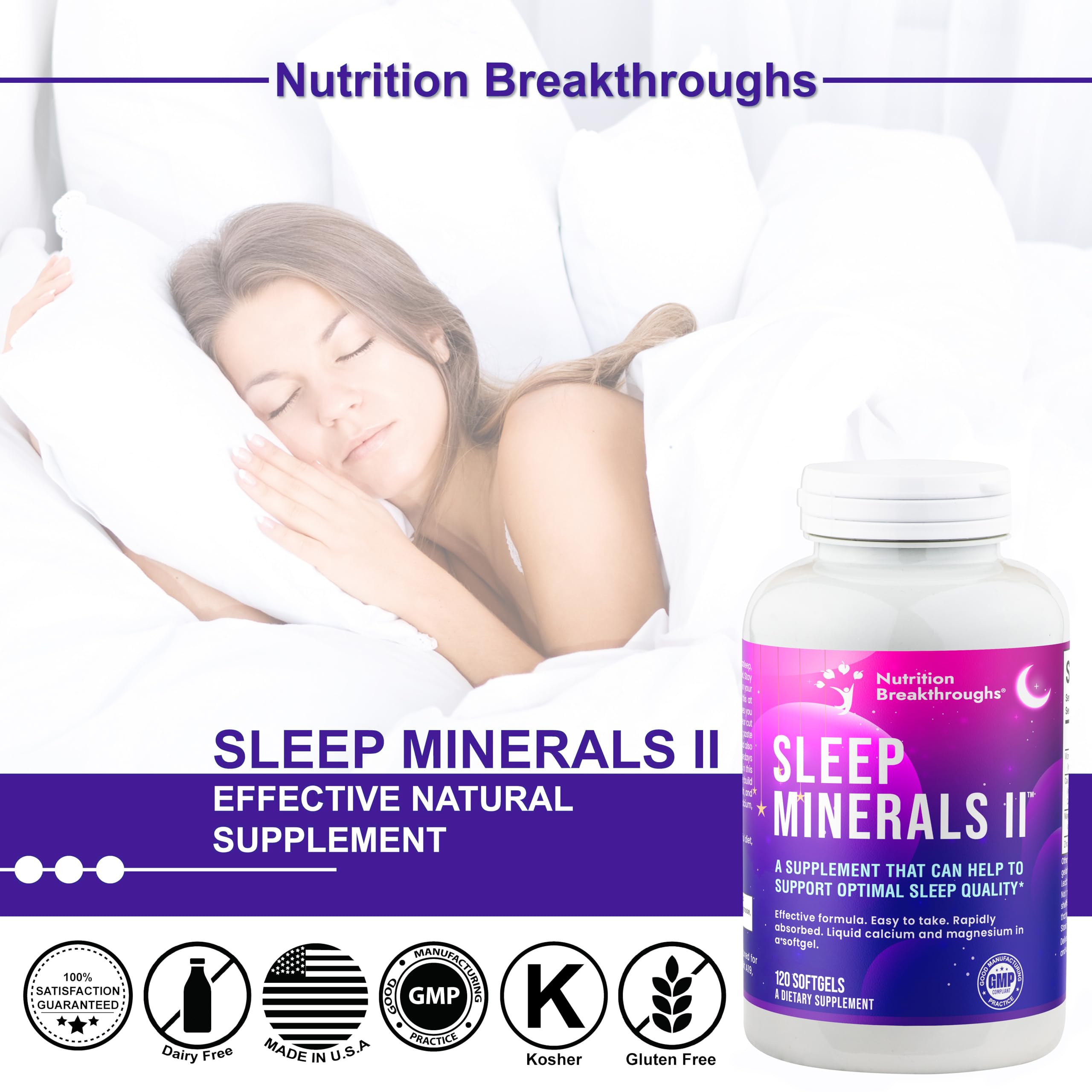 Nutrition Breakthroughs Sleep Minerals II product with a calming background