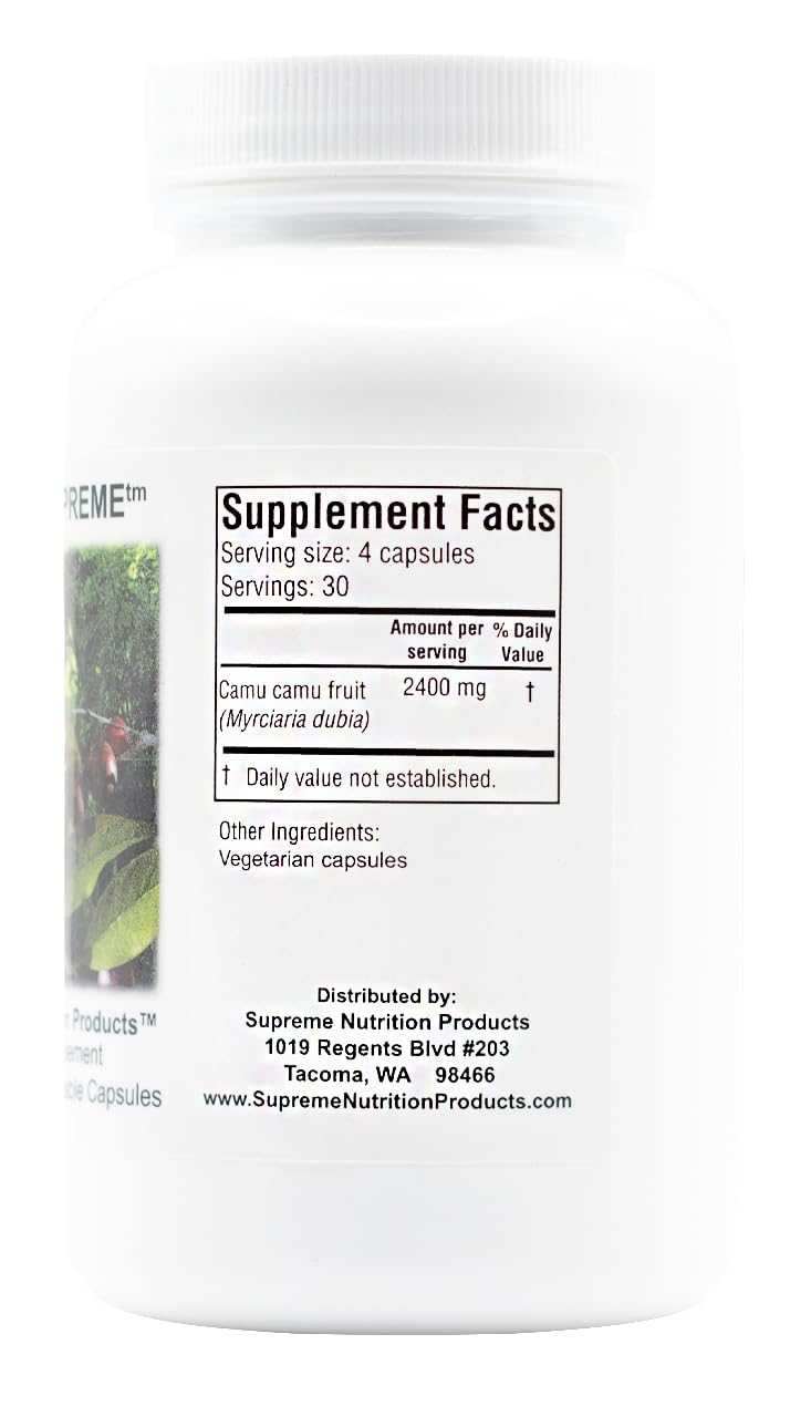 Nutrition Camu Camu Capsules back label with ingredients