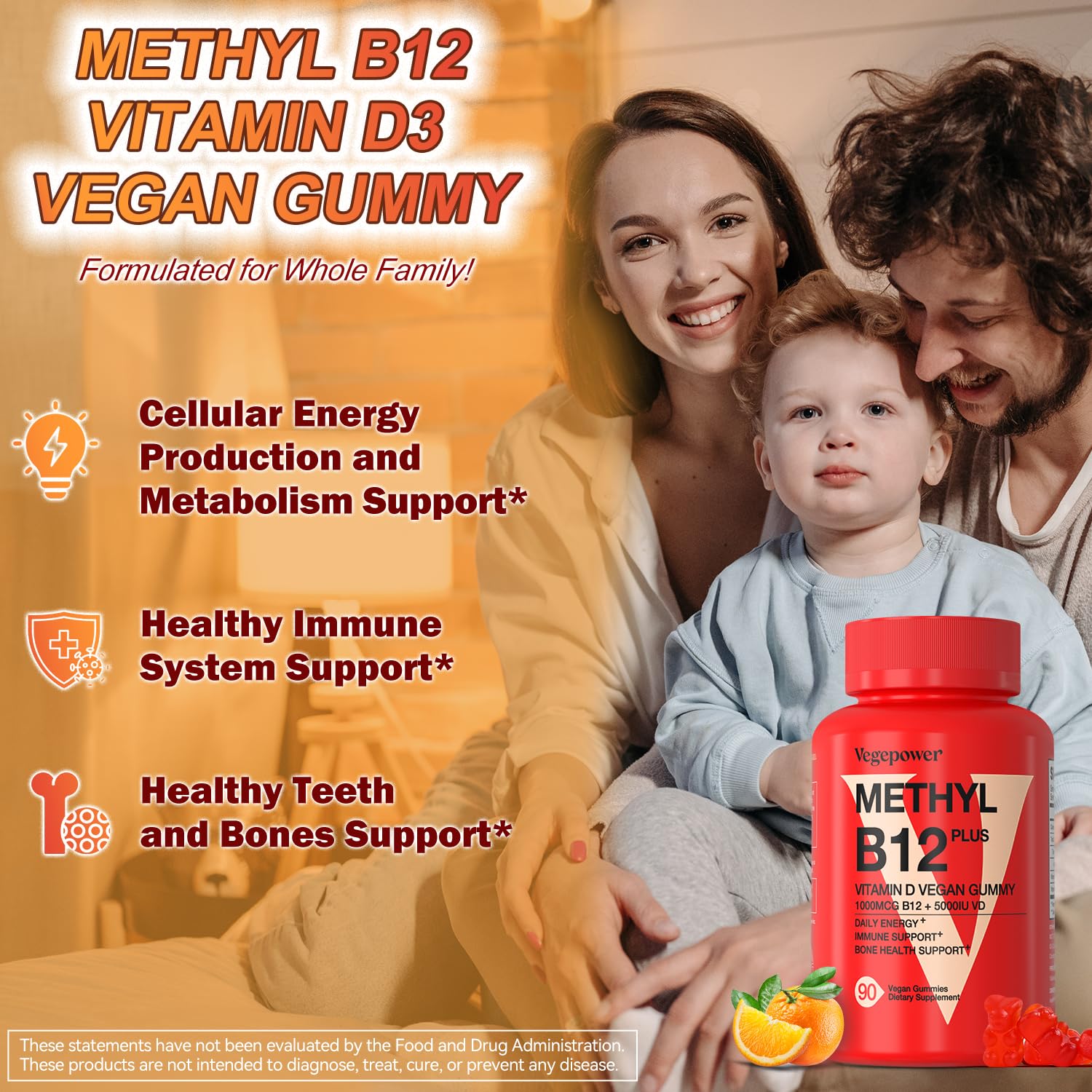 Nutrition facts label on VEGEPOWER Vegan Gummies bottle