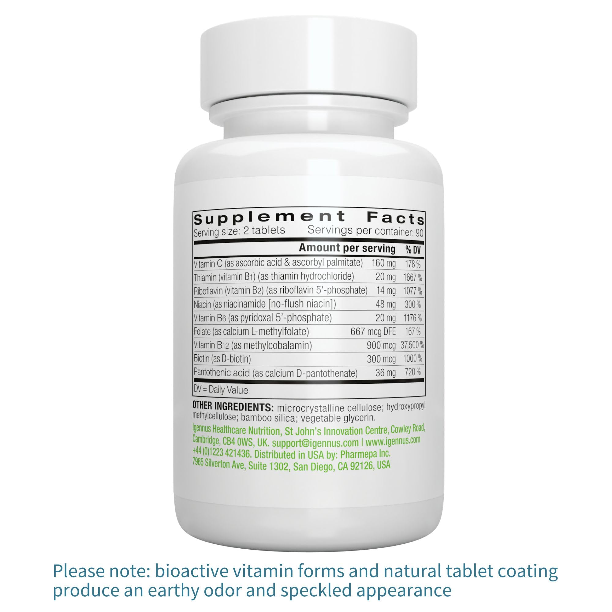 Nutrition facts of Igennus B-Complex