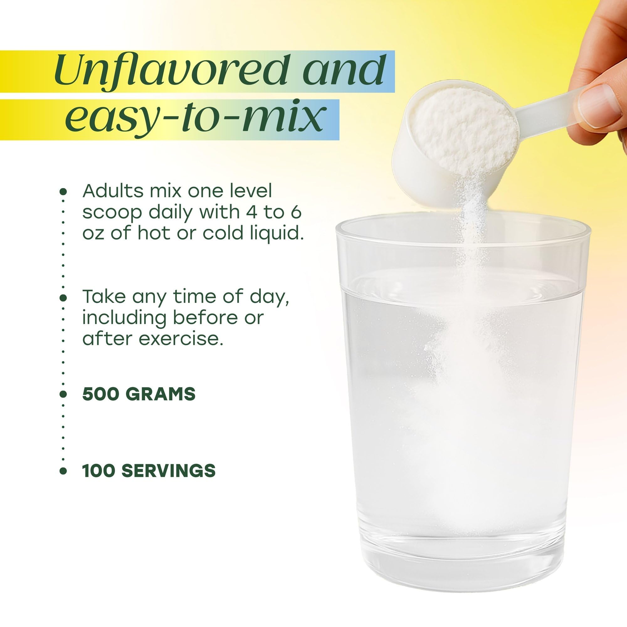 Nutrition facts of MegaFood Creatine Monohydrate Unflavoured Powder
