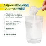 Nutrition facts of MegaFood Creatine Monohydrate Unflavoured Powder