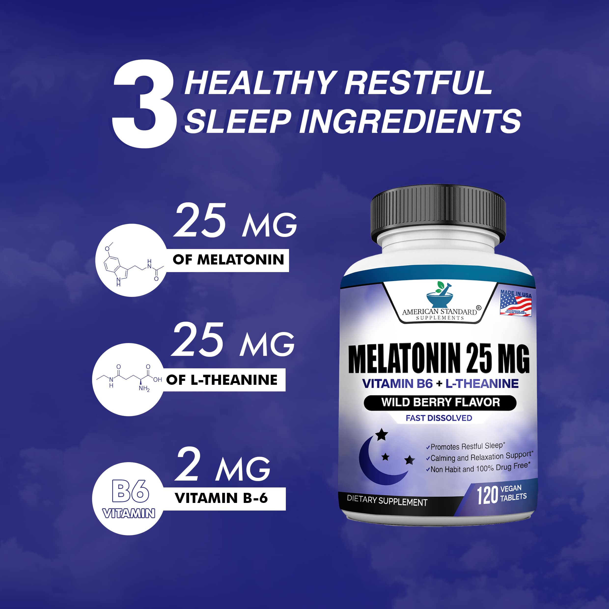 Nutrition facts of Melatonin 25mg Chewable Tablets