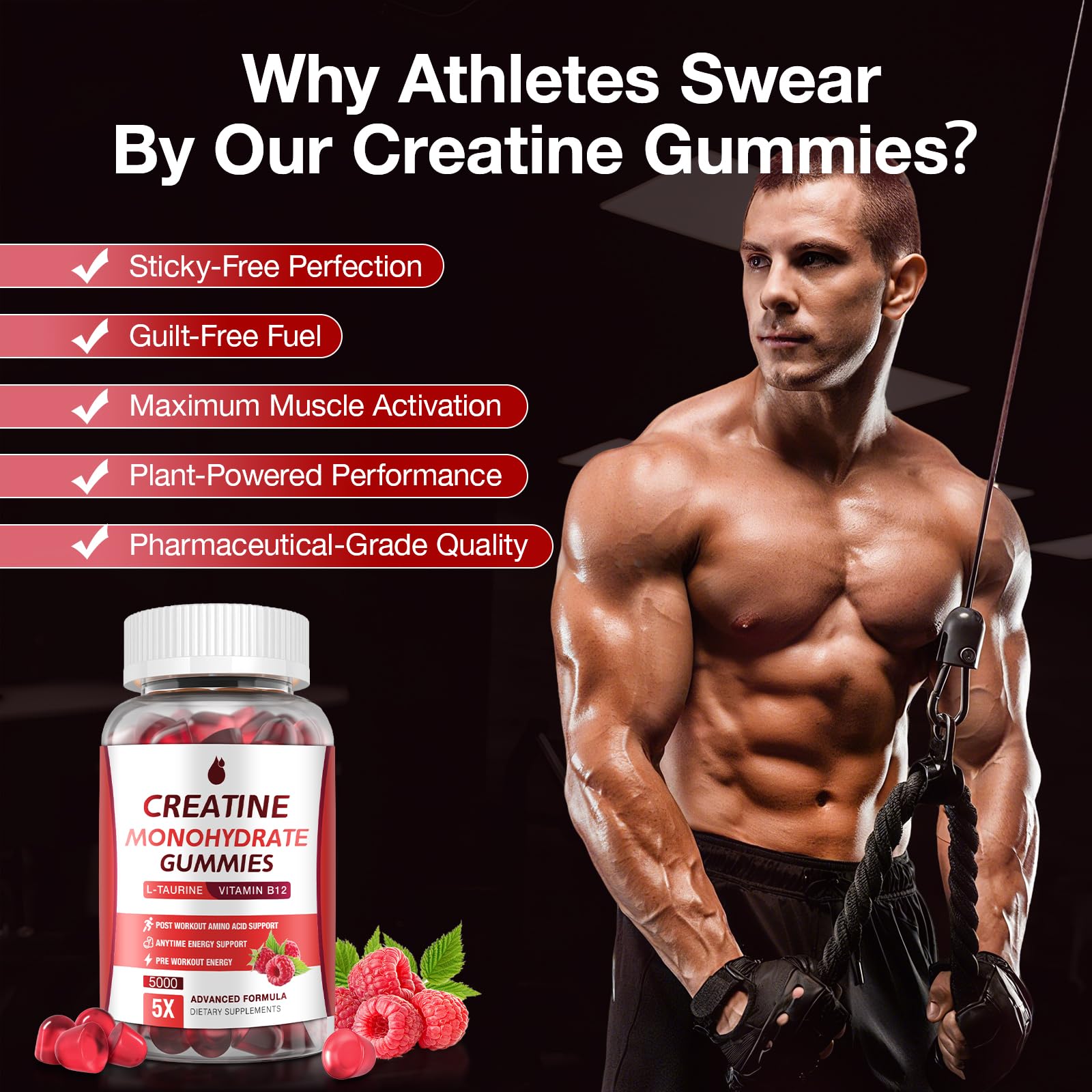 Nutrition label of MaxHemp Creatine Gummies showing ingredients