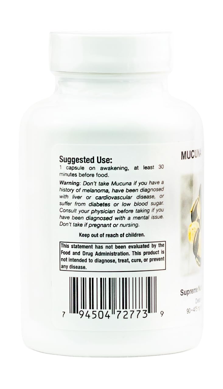 Nutrition Mucuna 80g capsules with dosage information