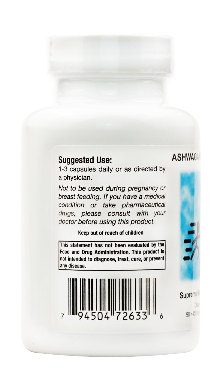 Nutrition Products Ashwagandha capsule bottle side view