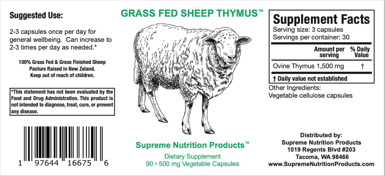 Nutrition Products Ovine Thymus supplement ingredients list
