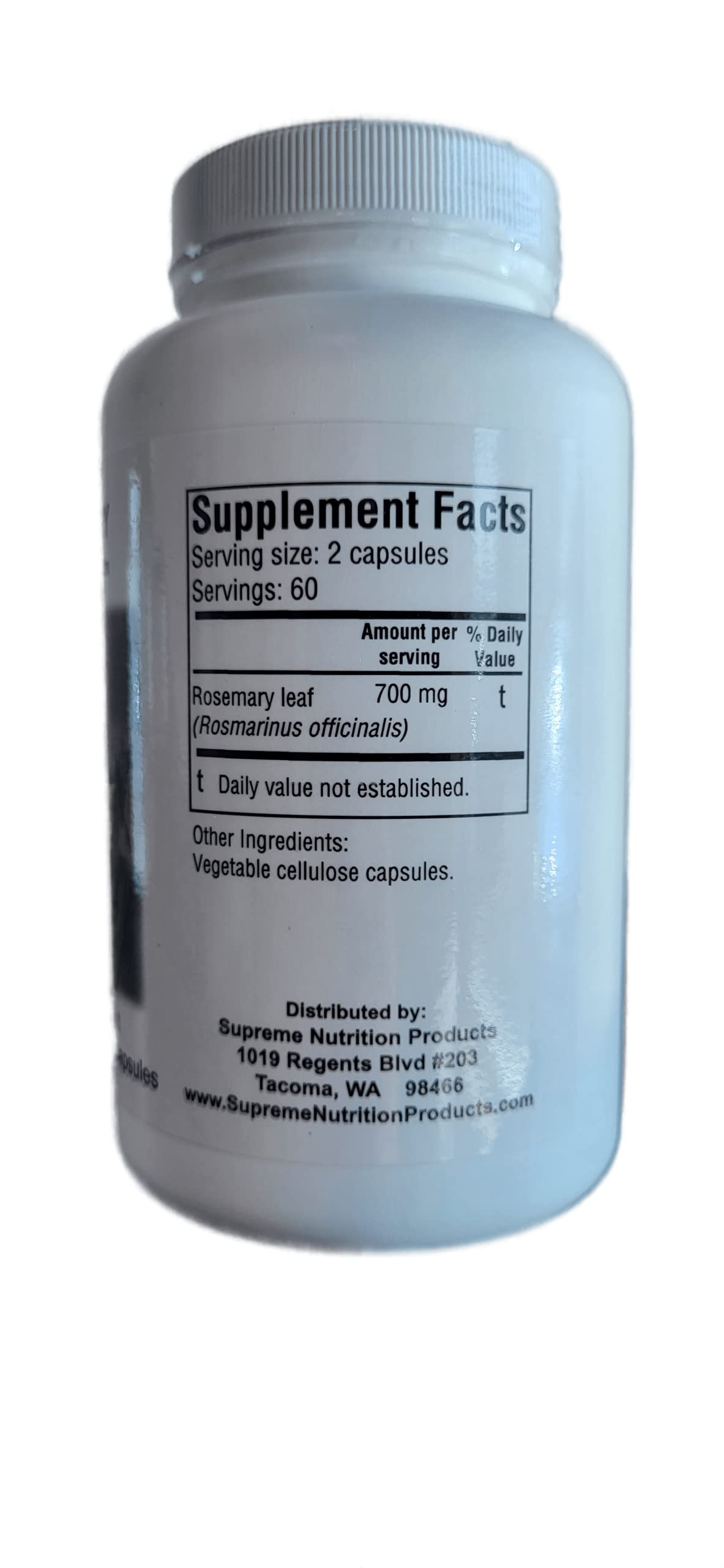 Nutrition Rosemary Leaf Capsules back view with ingredient list
