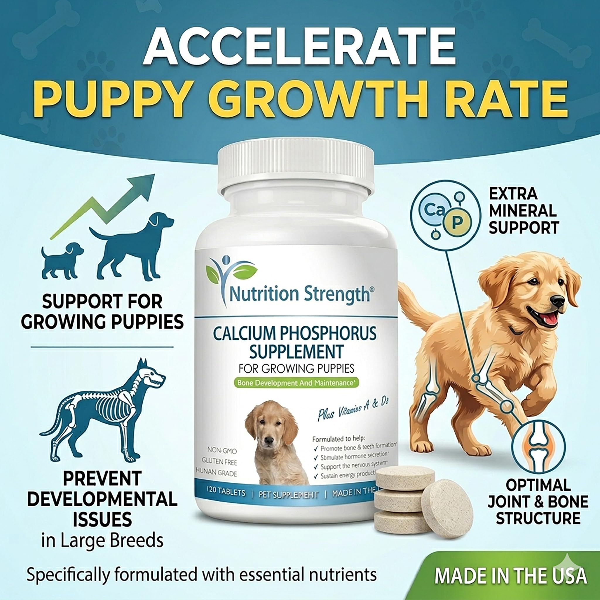 Nutrition Strength Calcium & Phosphorus Chewables side view