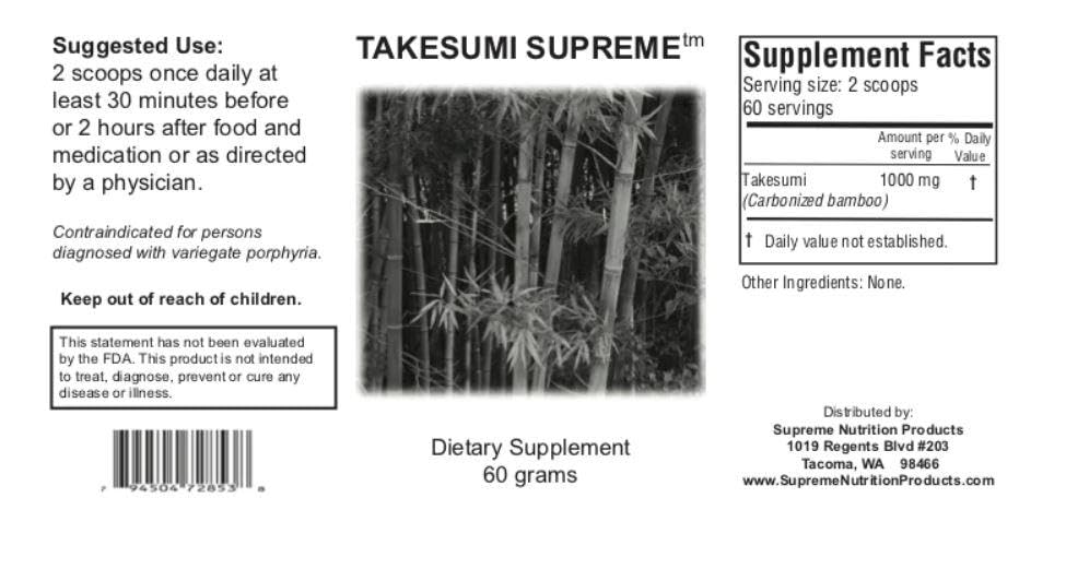 Nutrition Takesumi Charcoal 60g back view with ingredients
