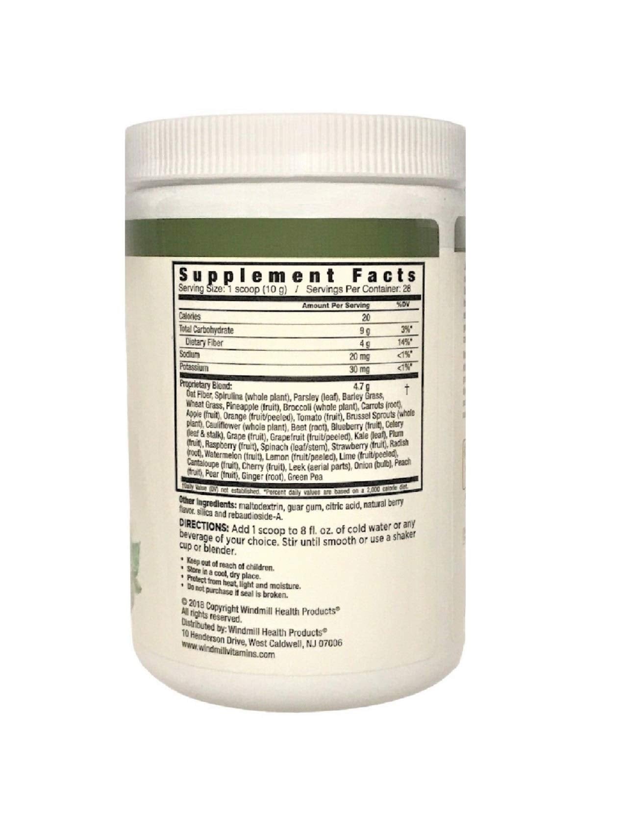 Nutrition Works Berry Flavoured Superfood Blend packaging details