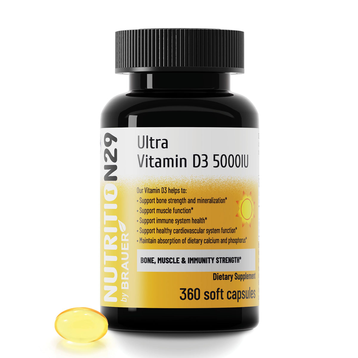 NUTRITION29 Vitamin D3 5000 IU supplement bottle front view