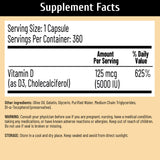 NUTRITION29 Vitamin D3 5000 IU supplement bottle side view