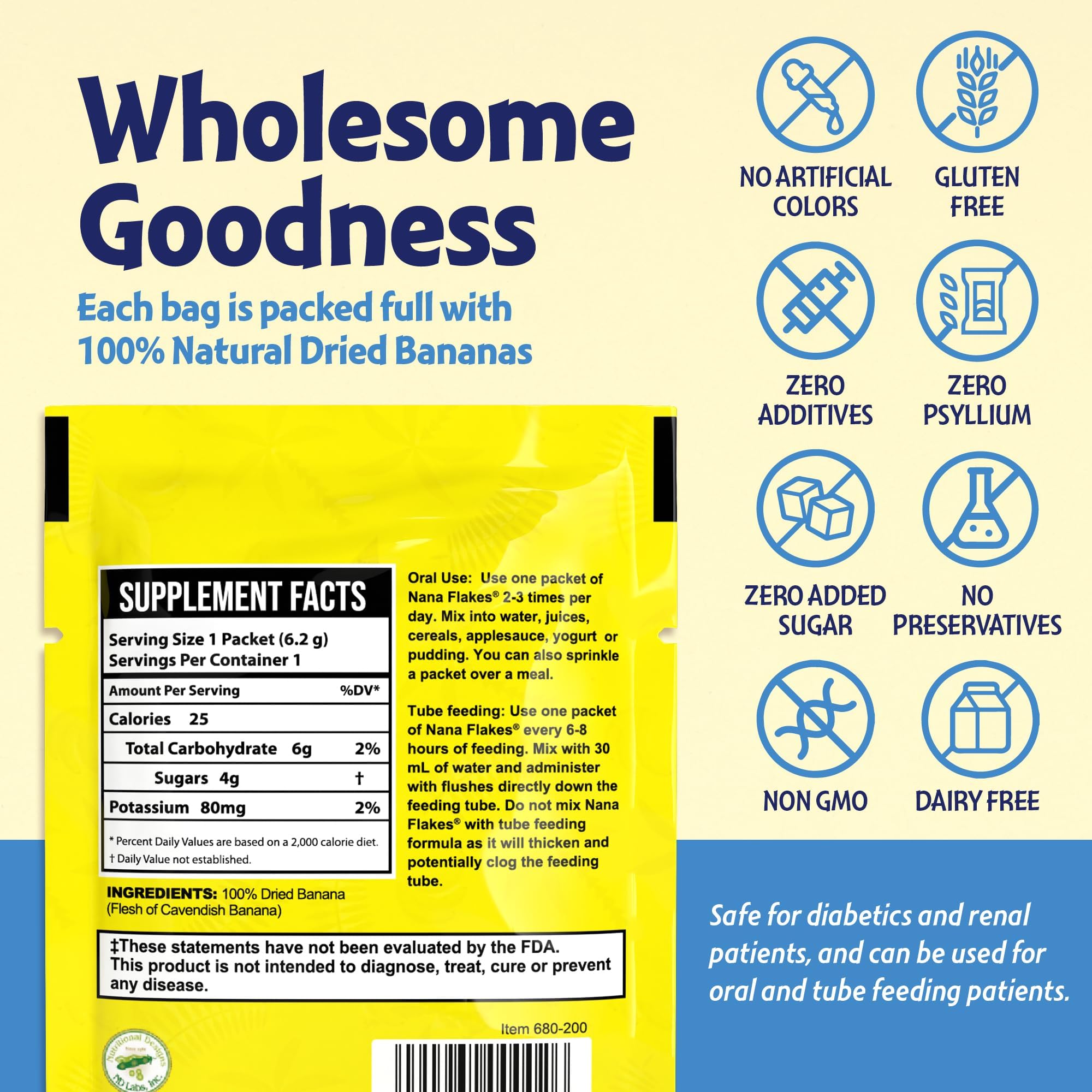 Nutritional Designs Banana Flakes Powder mixed in a smoothie