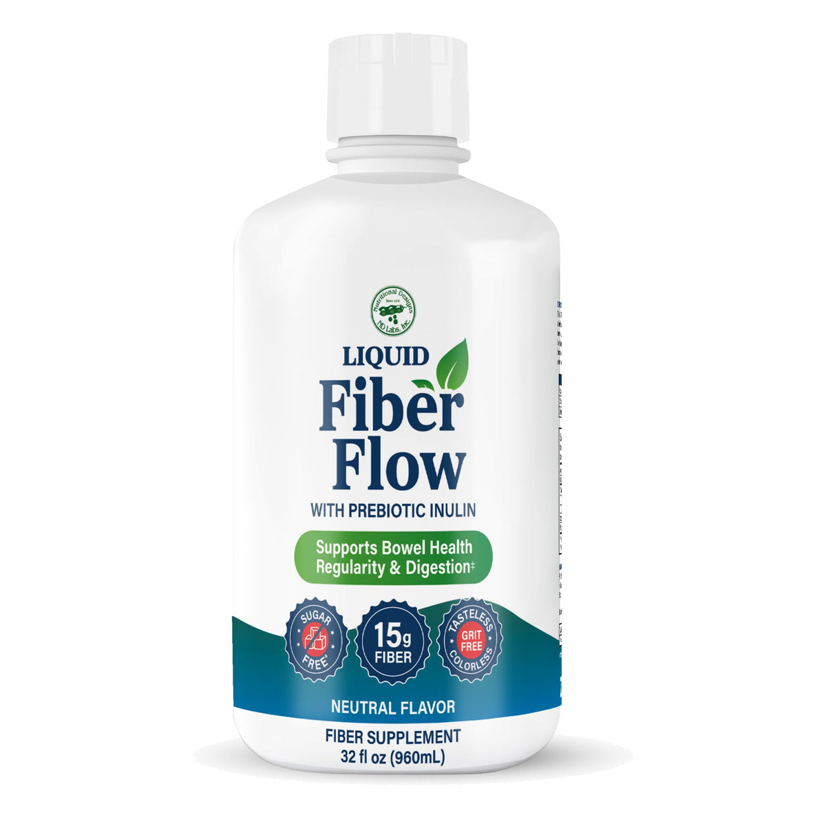 NUTRITIONAL DESIGNS Liquid Fiber Flow 28g bottle front view