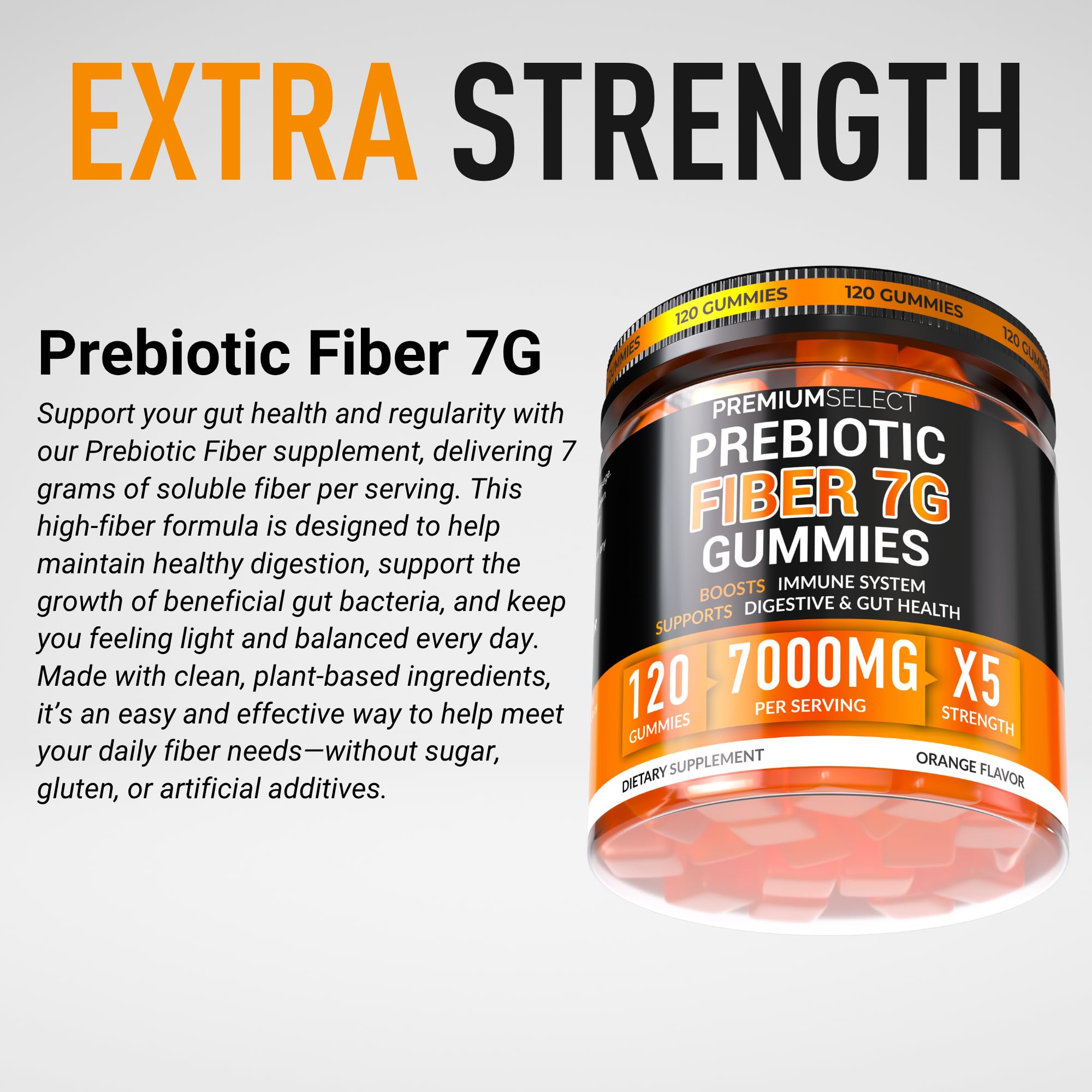 Nutritional information label on fiber gummies bottle