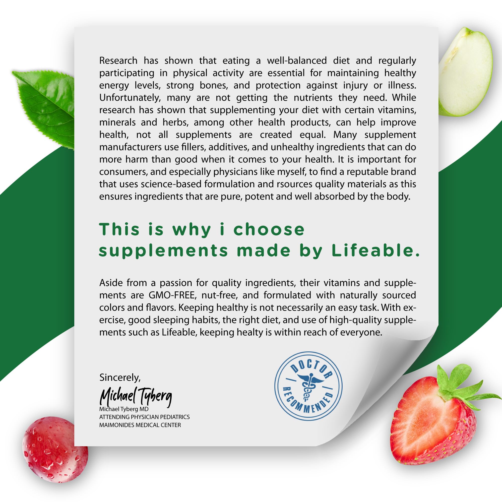 Nutritional information on Lifeable Gummies bottle