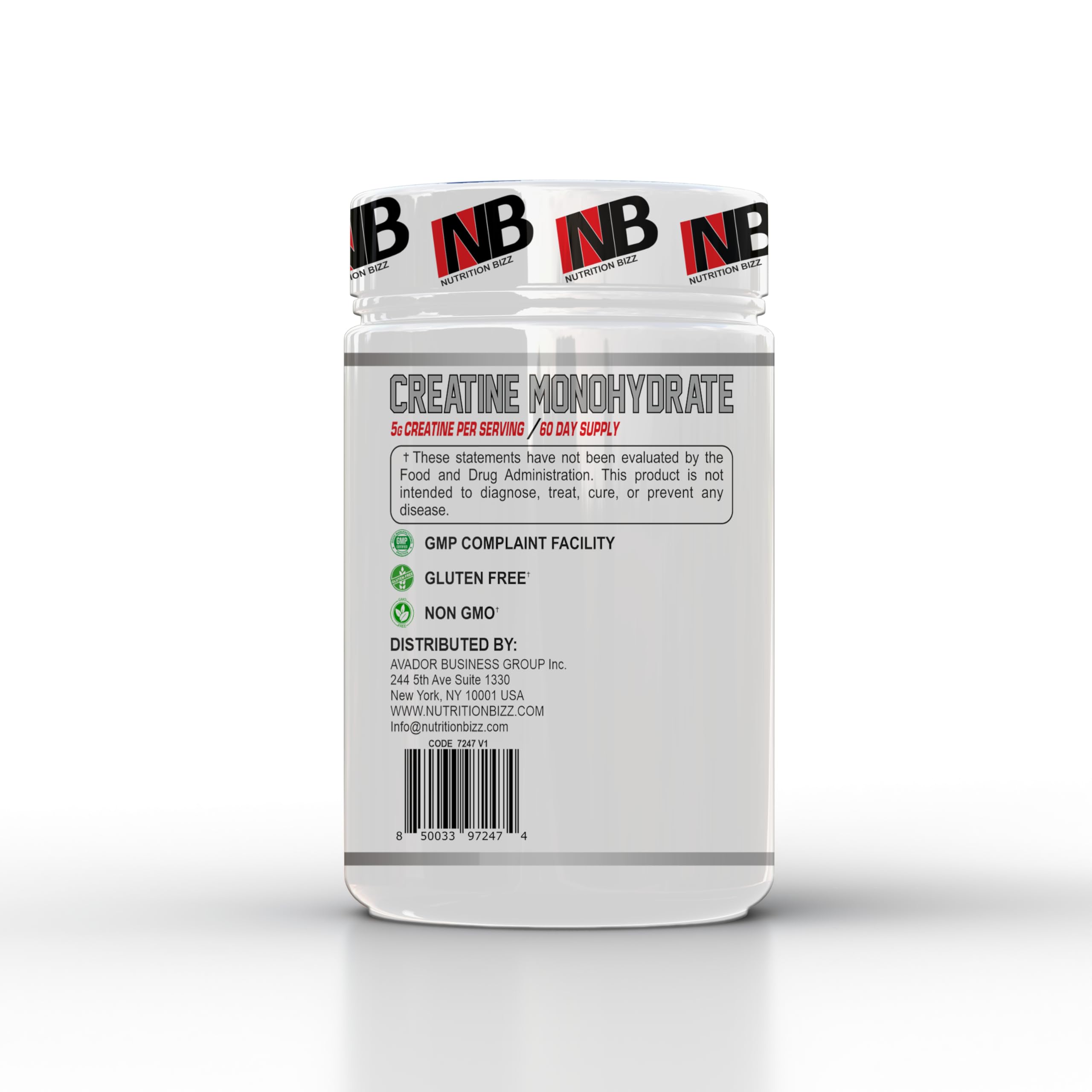 NutritionBizz Creatine Monohydrate Powder 300g packaging with scoop