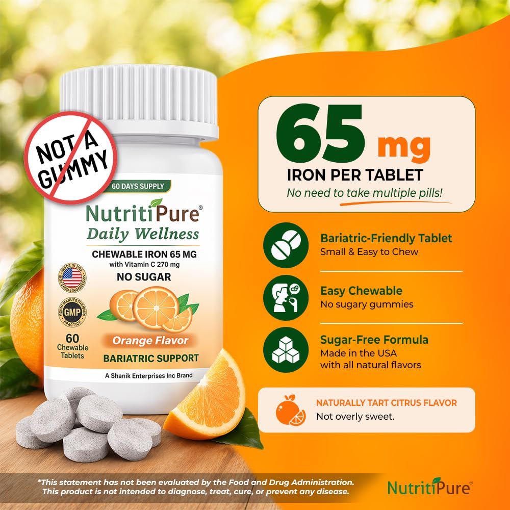 NutritiPure Carbonyl Iron 65mg chewable tablet packaging