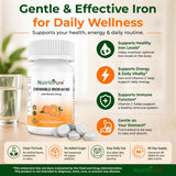 NutritiPure Carbonyl Iron 65mg chewable tablets in a hand