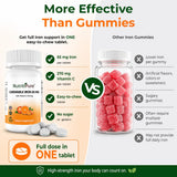 NutritiPure Carbonyl Iron 65mg chewable tablets on a wooden table