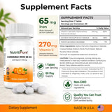 NutritiPure Carbonyl Iron 65mg chewable tablets with a glass of water