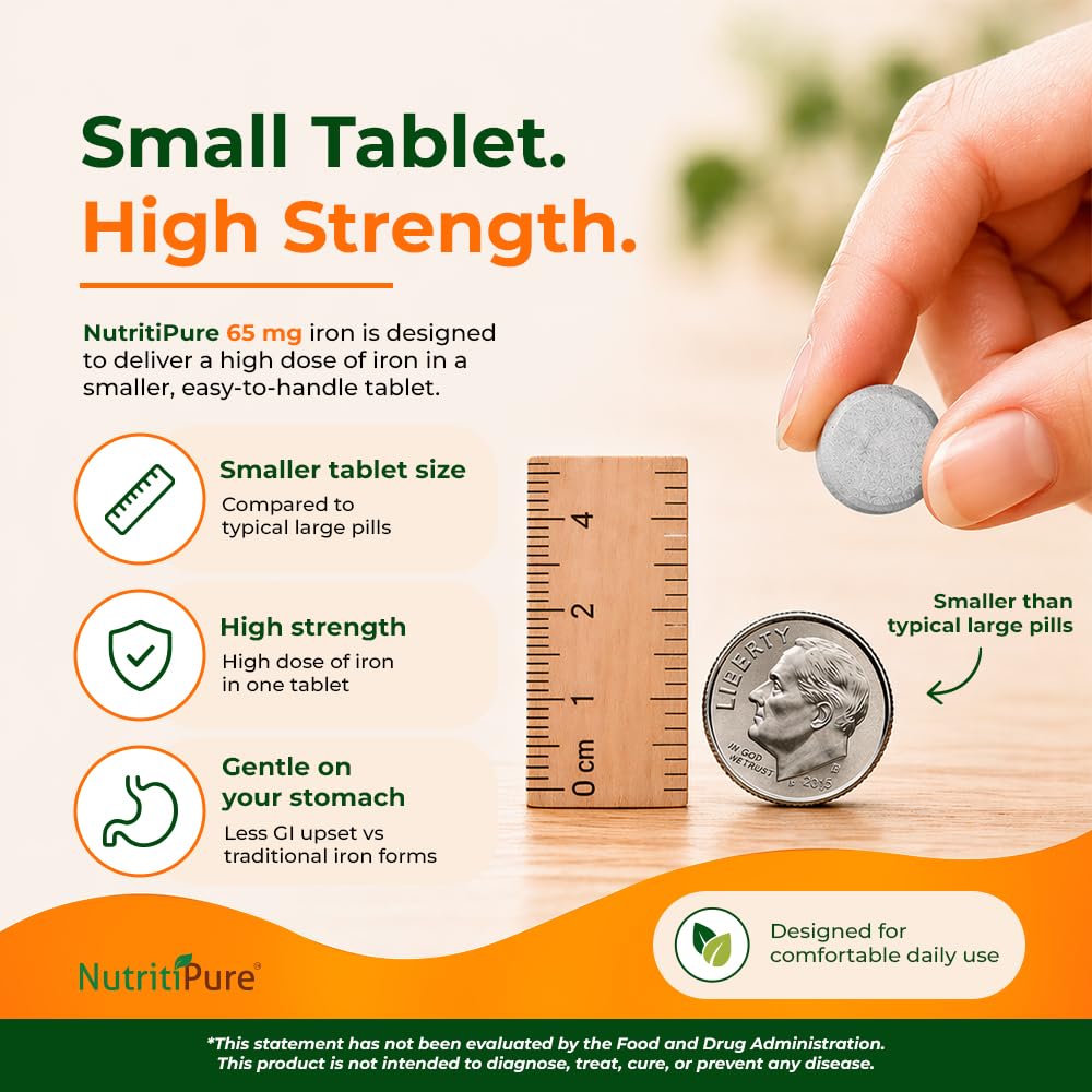 NutritiPure Carbonyl Iron 65mg chewable tablets with orange flavour