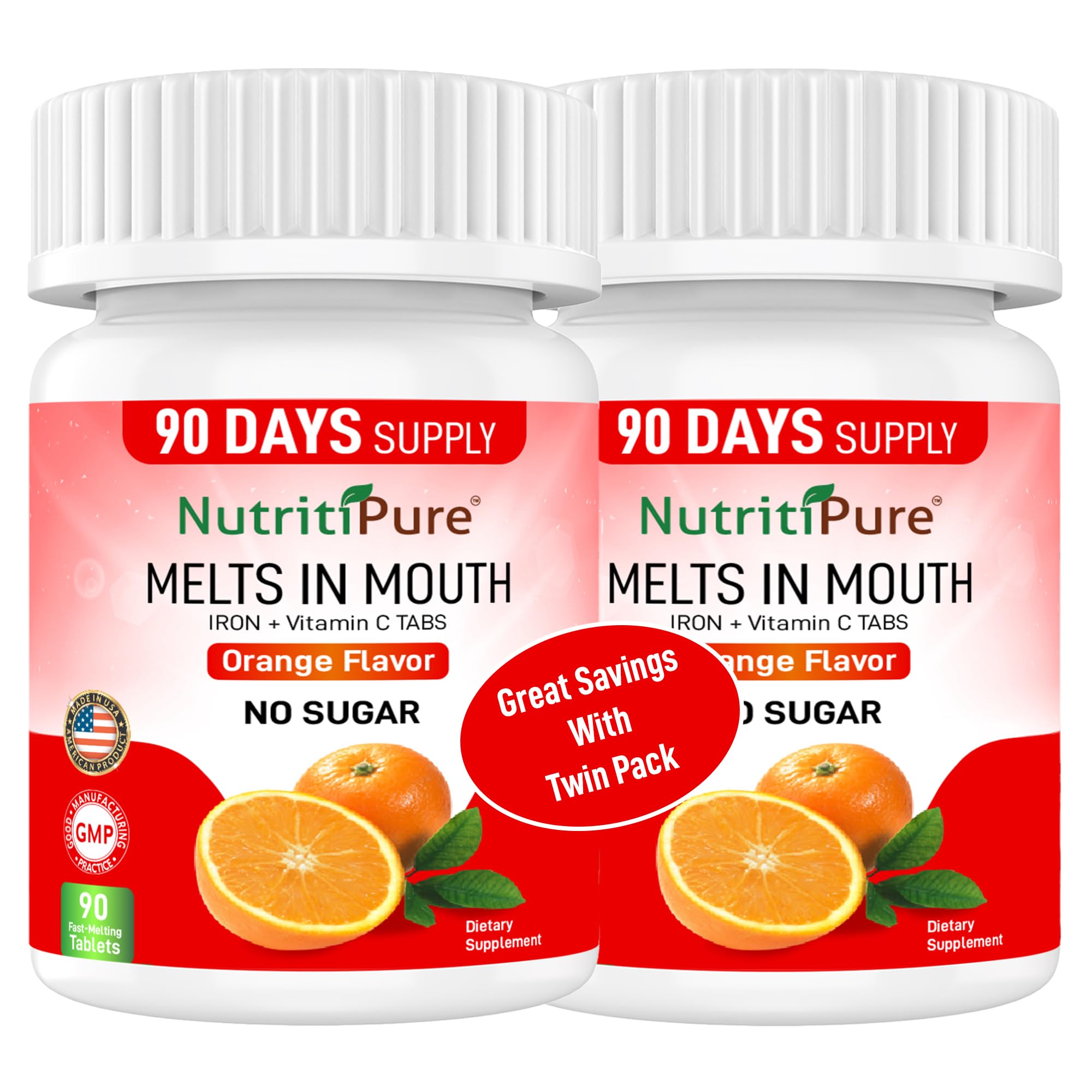 NutritiPure Iron Supplement fast-dissolving tablets front view