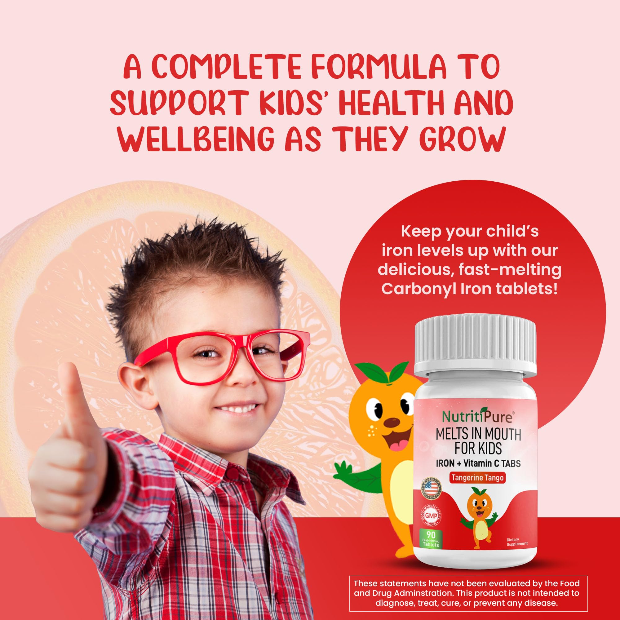 NutritiPure Iron Supplement Tablets on a kitchen counter