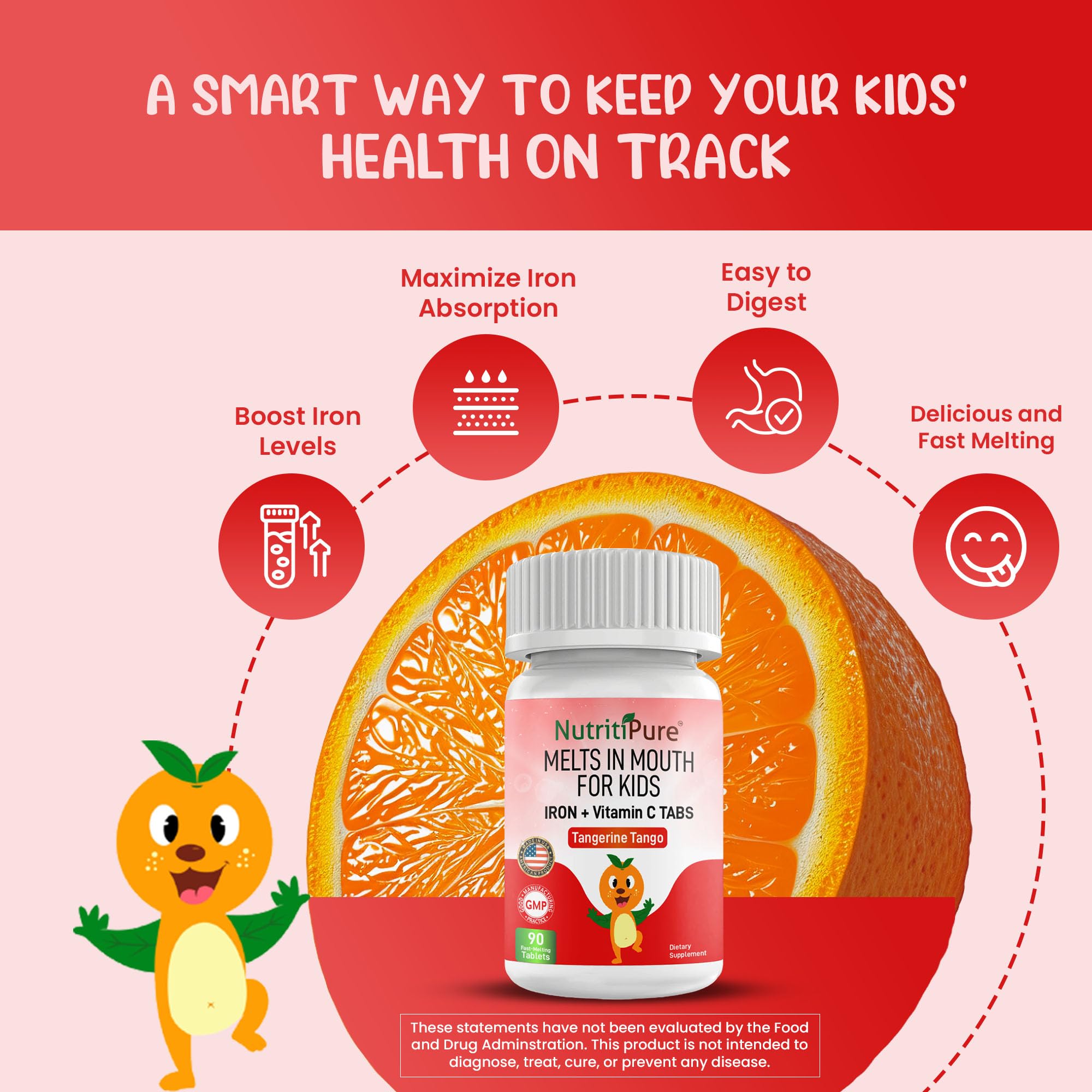 NutritiPure Iron Supplement Tablets Tangerine Tango packaging