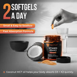 NutriTorch Vitamin D3 & K2 Softgels back view with ingredient list