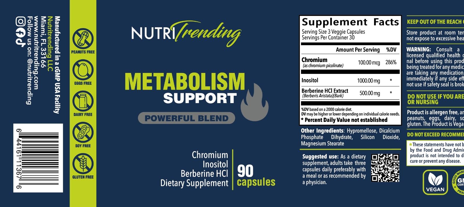 NUTRITRENDING Blended Vitamin Supplement nutritional information