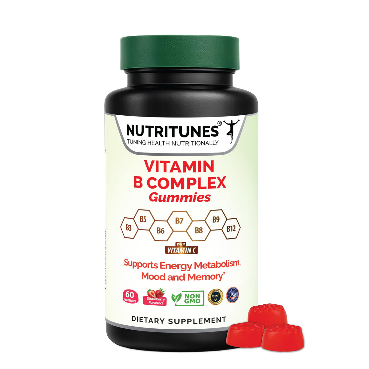 Nutritunes B Complex Gummies front view packaging