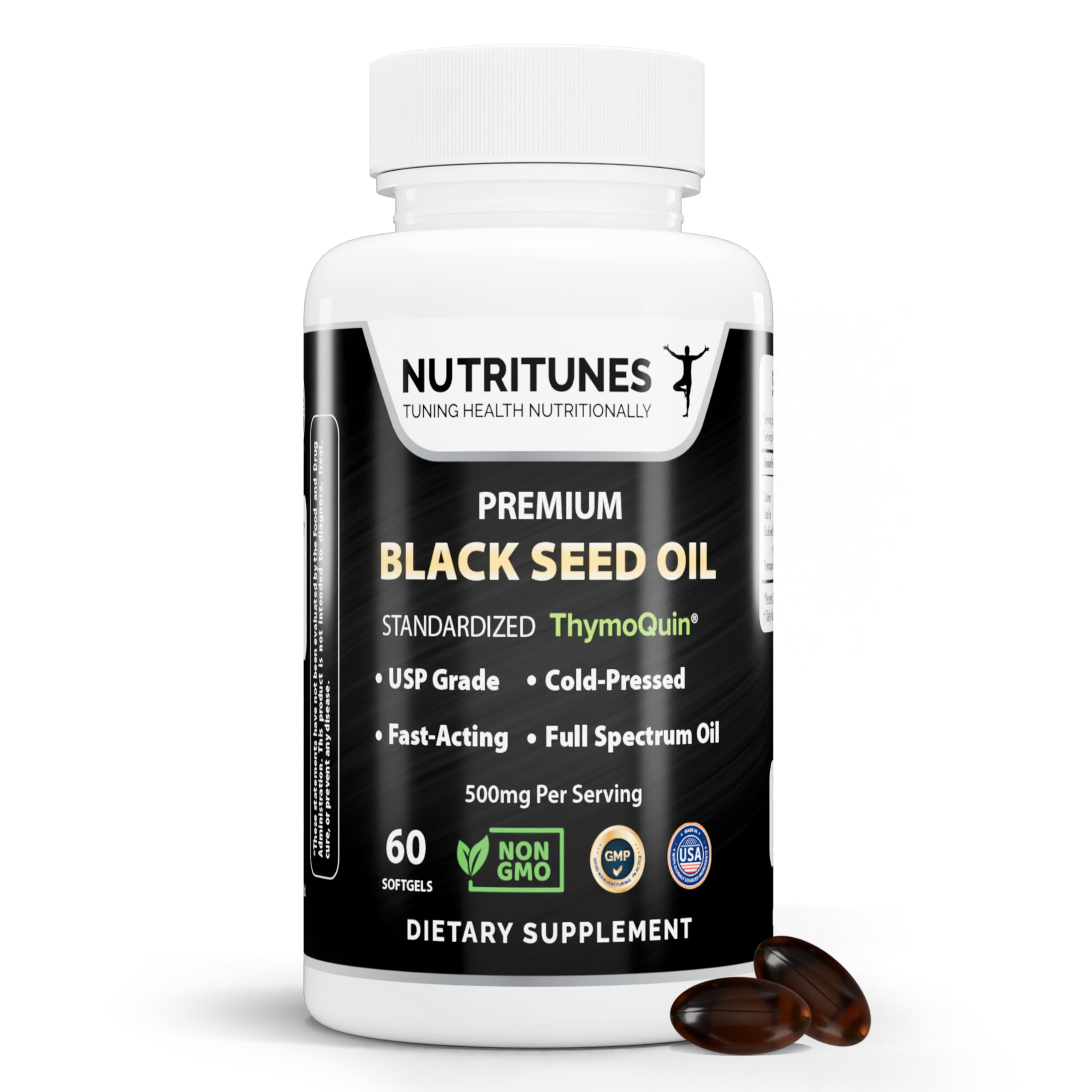 Nutritunes Black Seed Oil Softgels bottle front view