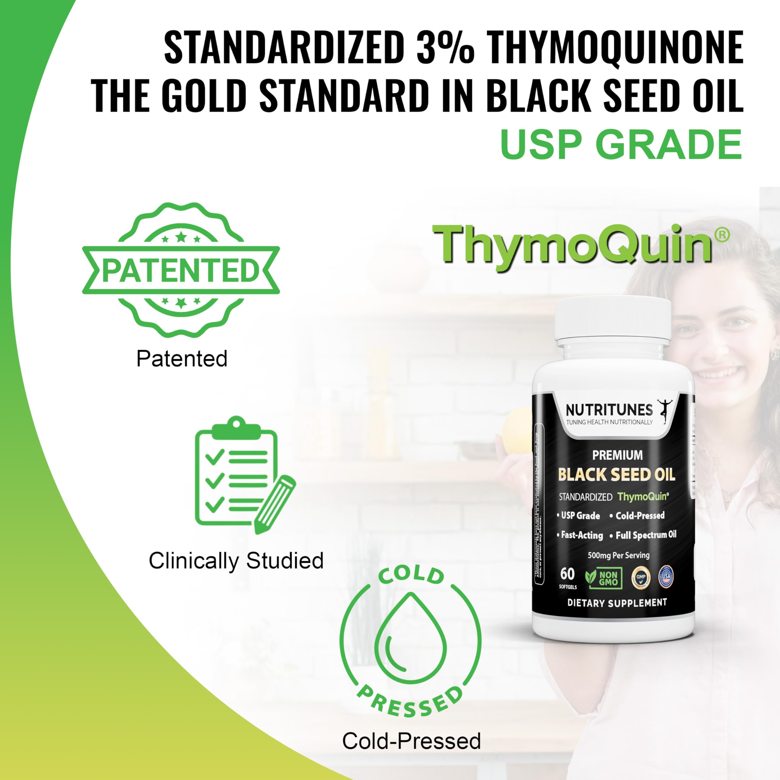 Nutritunes Black Seed Oil Softgels in hand
