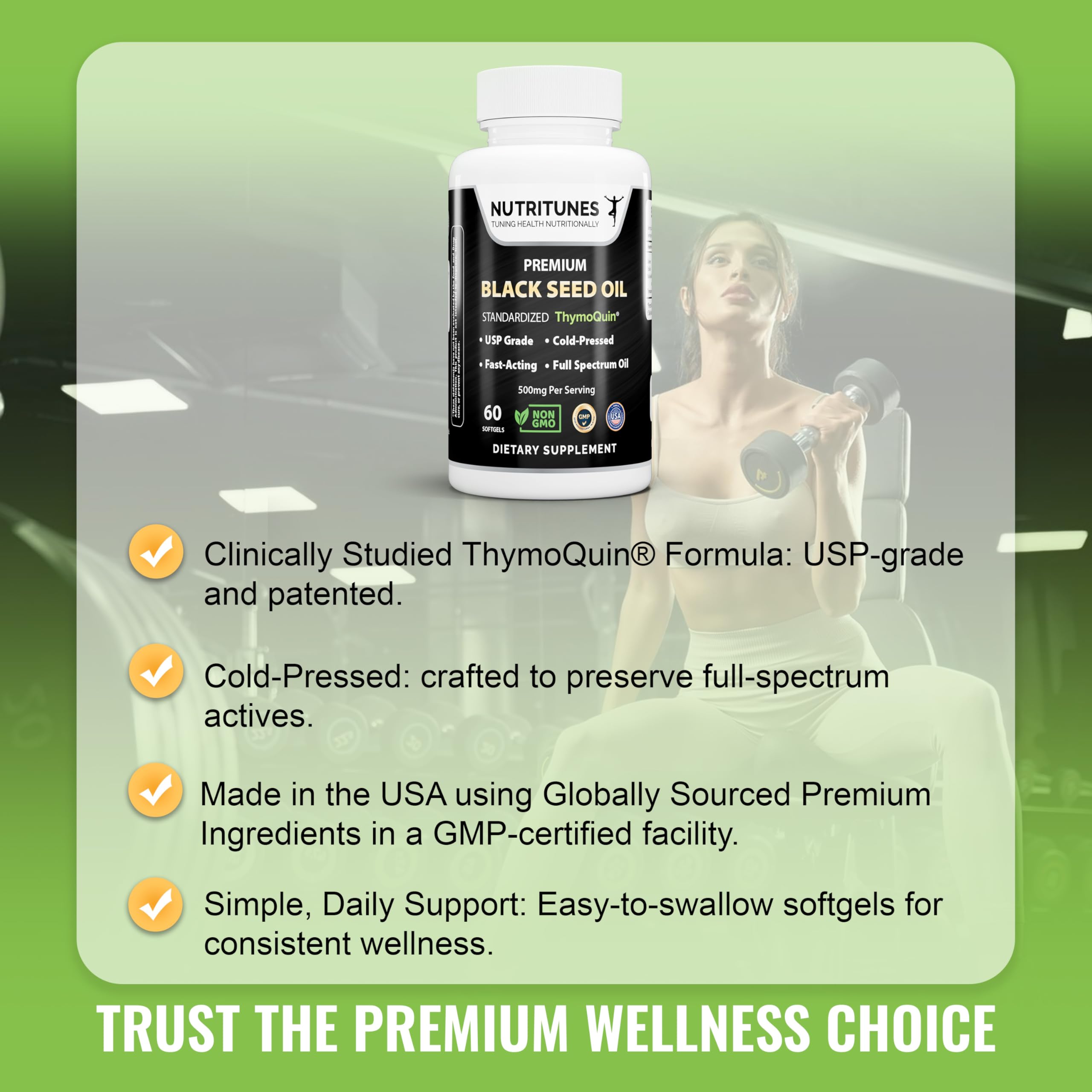 Nutritunes Black Seed Oil Softgels label details