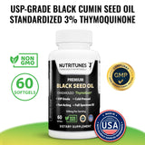 Nutritunes Black Seed Oil Softgels with softgel close-up