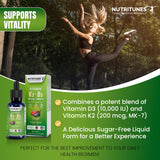 Nutritunes Liquid K2 D3 Drops 2 oz bottle with dropper