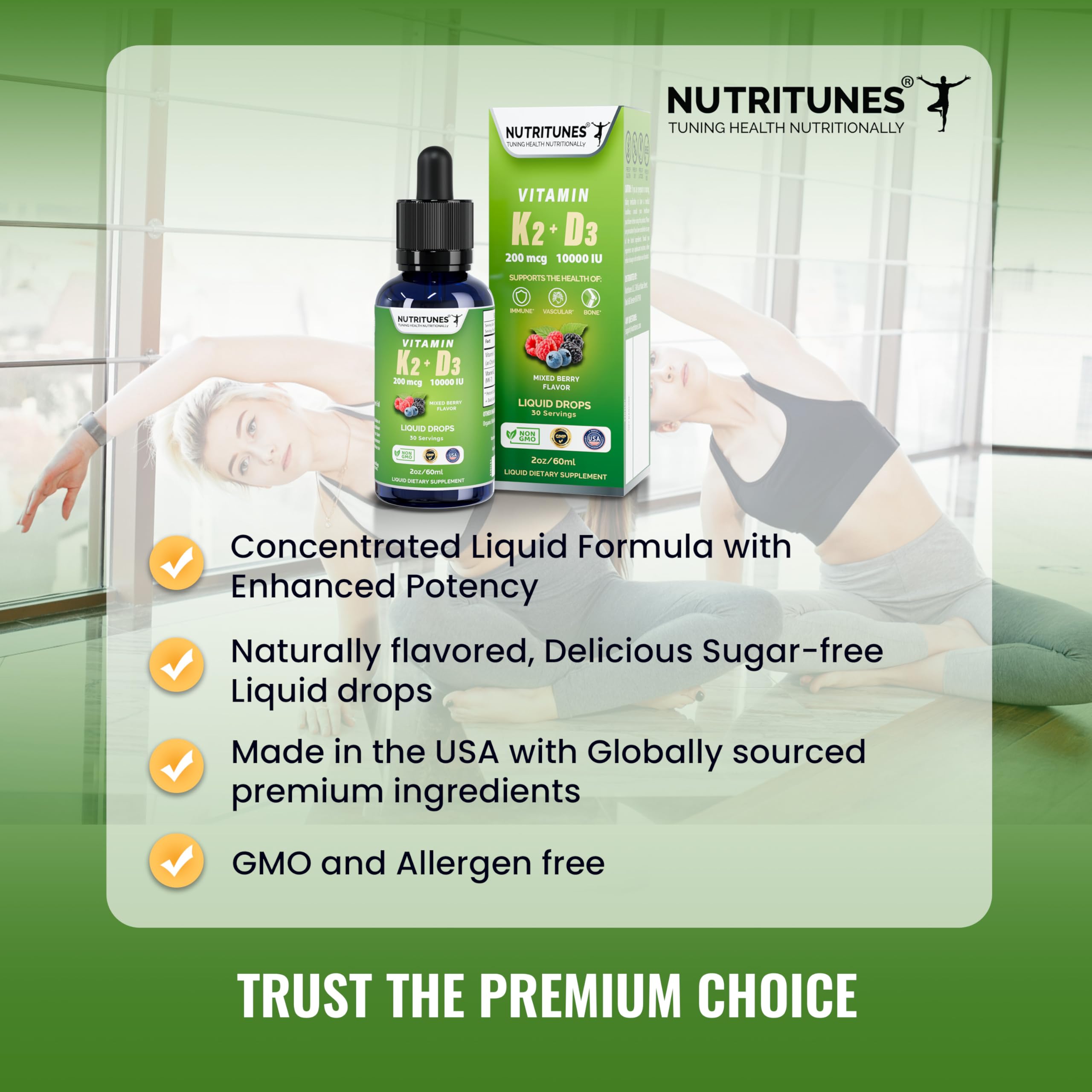 Nutritunes Liquid K2 D3 Drops mixed berry flavour
