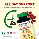 Nutritunes NutriCumin Curcumin Supplement softgels on a table